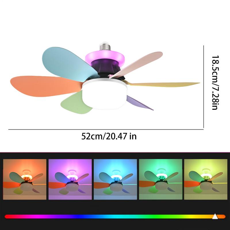 1 Set 40W Fan Light Snaps-on Detachable Fan Blade Design Household Silent RGB Dimming Fan Light For Bathroom Bedroom Kitchen