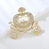 Lanhao Cinderella Pumpkin Car Rhinestone Brooch - Eco-Friendly Alloy, Fairy Tale Retro Pin for Women