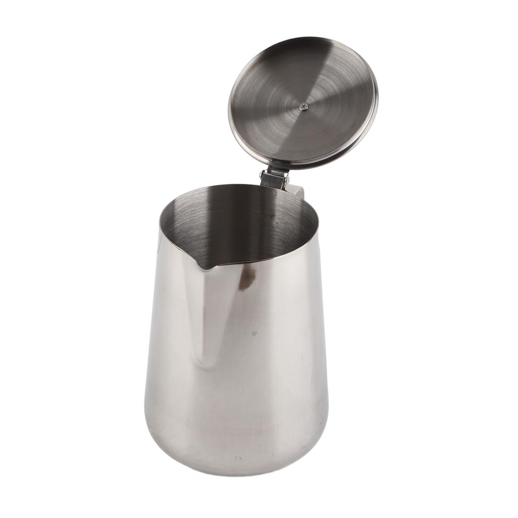 Kaffekopp i rostfritt stål Mugg Mjölkskumningskanna Kannkanna med lock för Latte Kaffe Latte Art(2000ml)