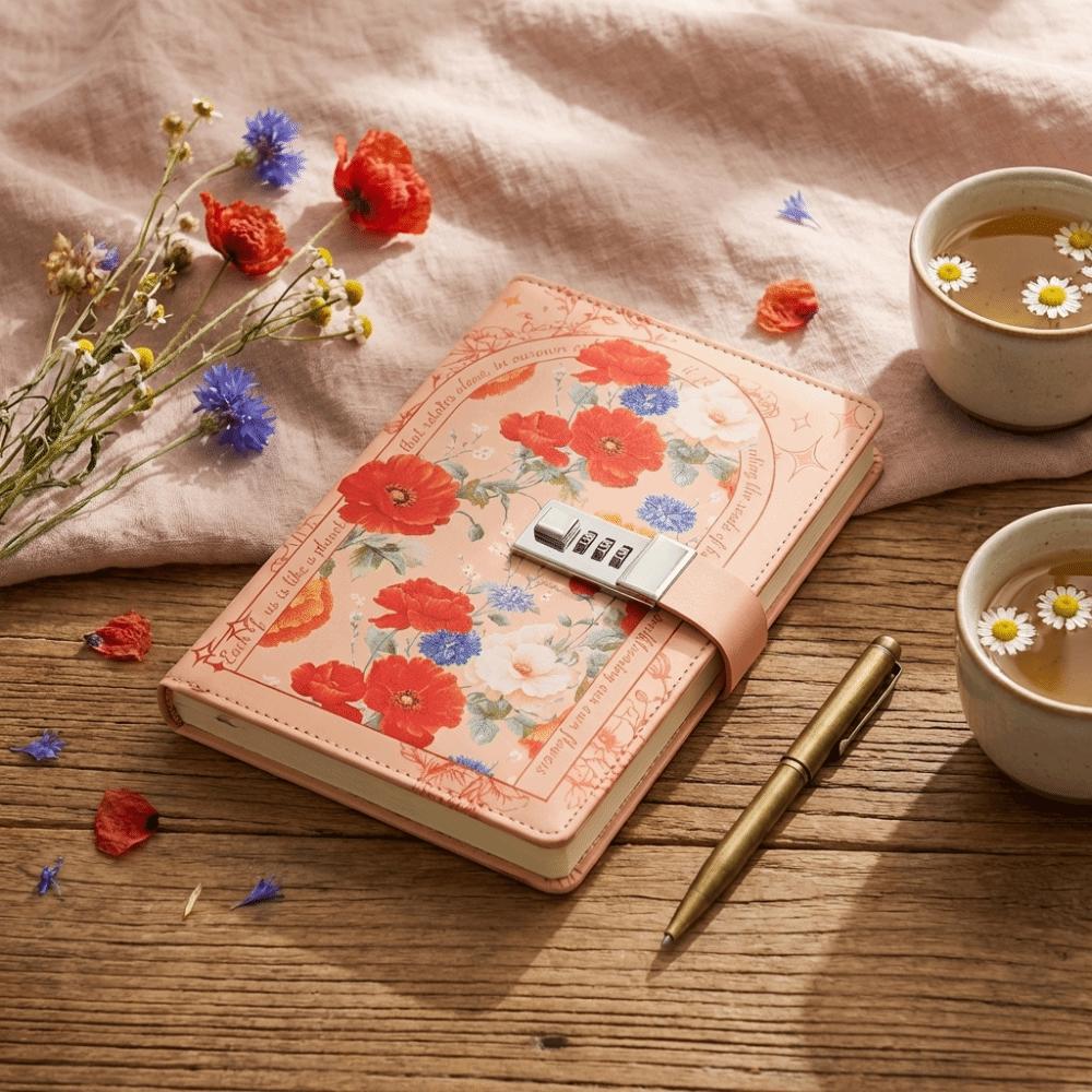 Simple Elegant Appearance A5 Notebook Secure Lock Design Journal Insert Pocket  Study Work