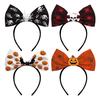 Halloween Bow Headbands, Flexible Non-Slip Hairband with Pumpkin Bat Skeleton Spider Design, Lightweight Headband for Kids Adults Party Cosplay