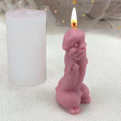 Aromatherapy Candle Mold 3D Penis Shape Engraving Face Non-stick Reusable DIY