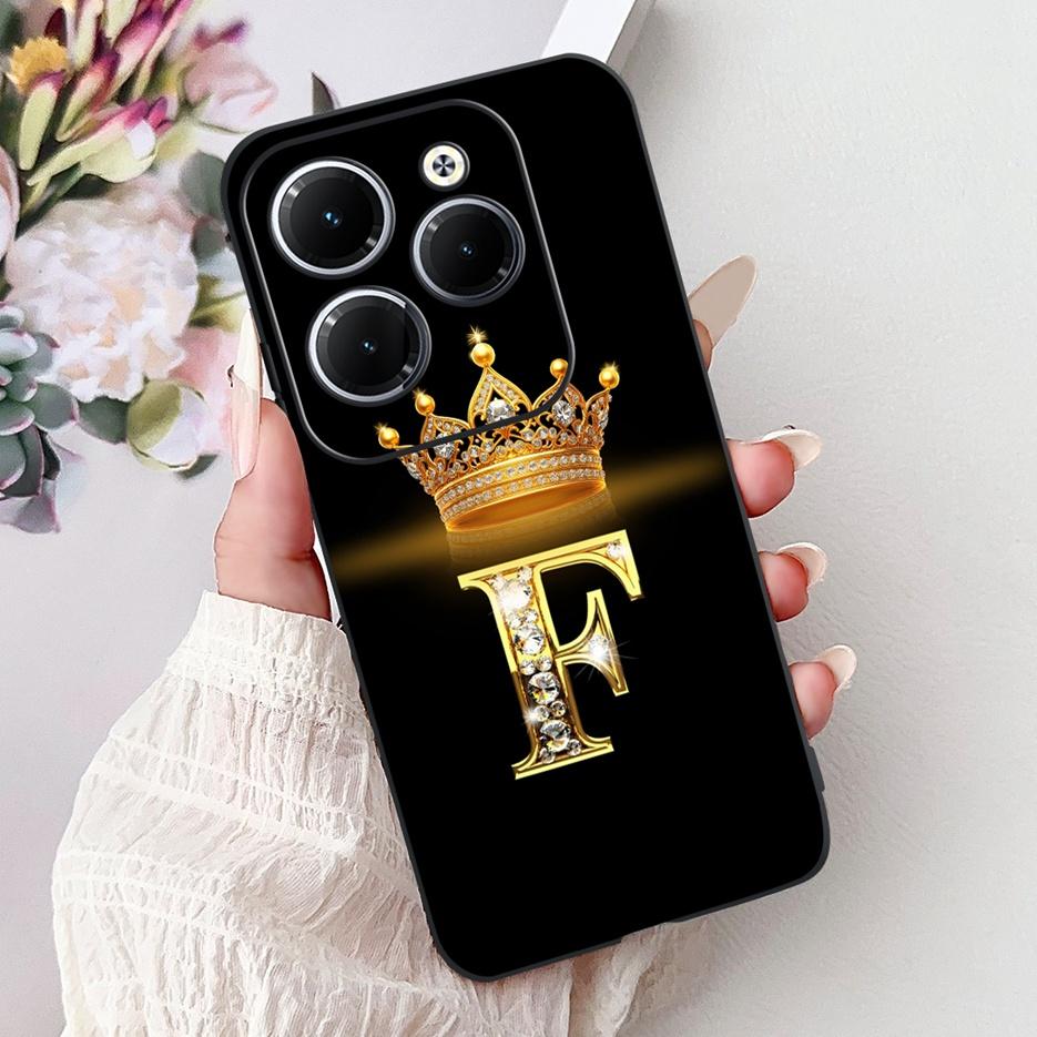Pro pouzdro Infinix Hot 40 Pro X6837 Luxusní kryt s písmeny a korunkou Měkké silikonové pouzdro na telefon Pro Infinix Hot 40i Hot40 Pro Hot40i