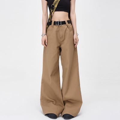 Spring Trendy Wide Leg Jeans Women Loose Fit Middle Waist Comfortable Straight Denim Pants Casual Outfit