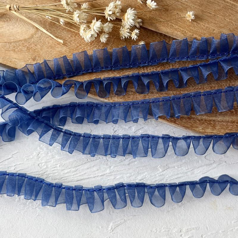 Luxury Blue Lace Trim Ruffle Flounce for DIY Dress Decoration