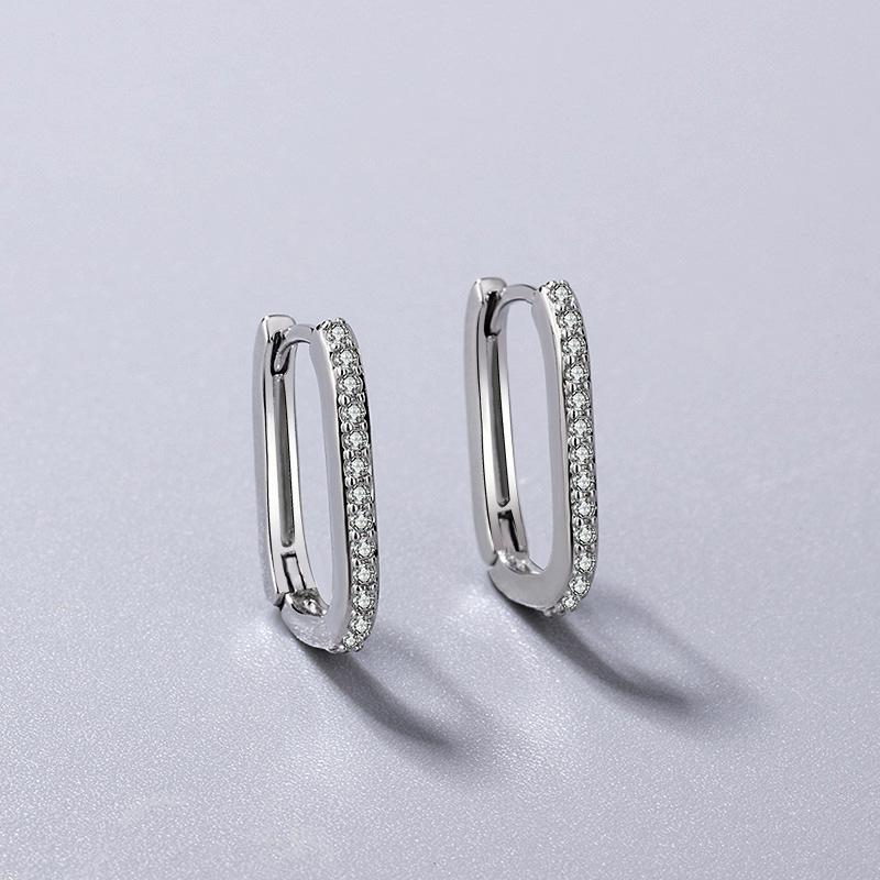 Diamond Inlay Row Set Geometric Ear Cuff Modern Versatile Earrings