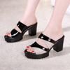 High quality sandals for women 8cm high heel new 2026 summer size 32 33 42 43 platform open toe elegant shoe  black red silver
