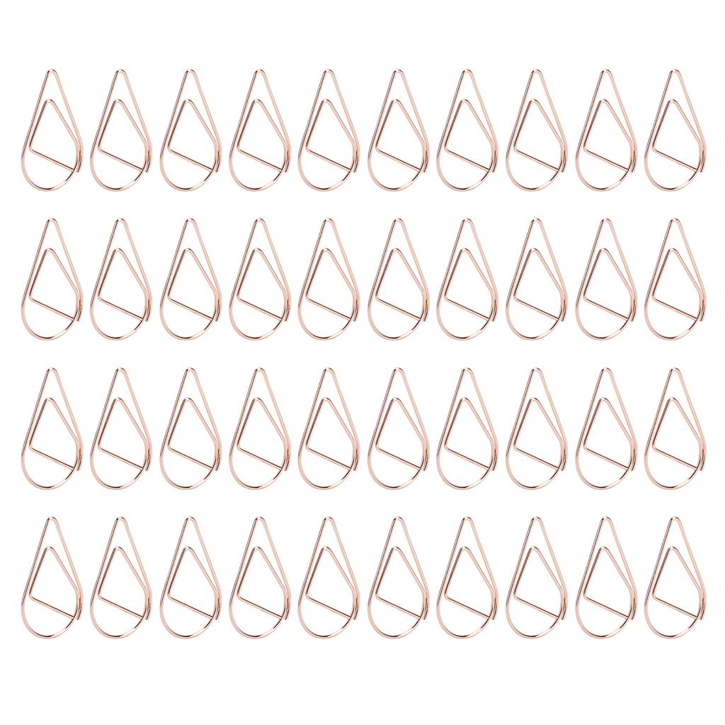 40Pcs Water Drops Shape Paper Clips Rose Gold Cute Pins for Office File Classification