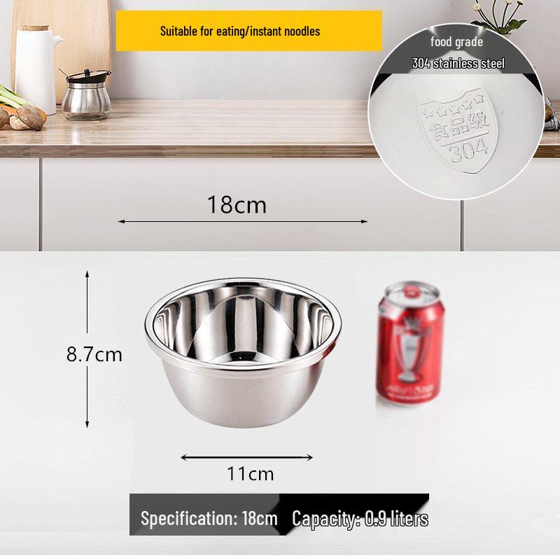 Extra Thick 304 Stainless Steel Household Deep Soup and Mixing Basin