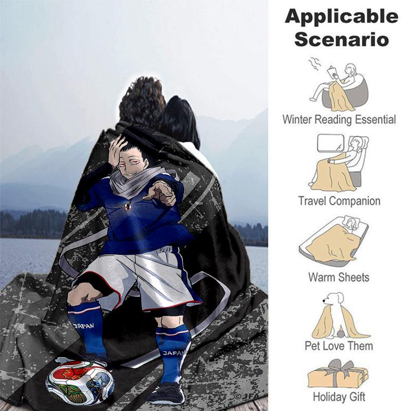 1pc Soccer Player Action Flannel Blanket Soft Warm Throw Blanket for Bedroom Living Room Bed Travel Camping Picnic Gift. MT7160148