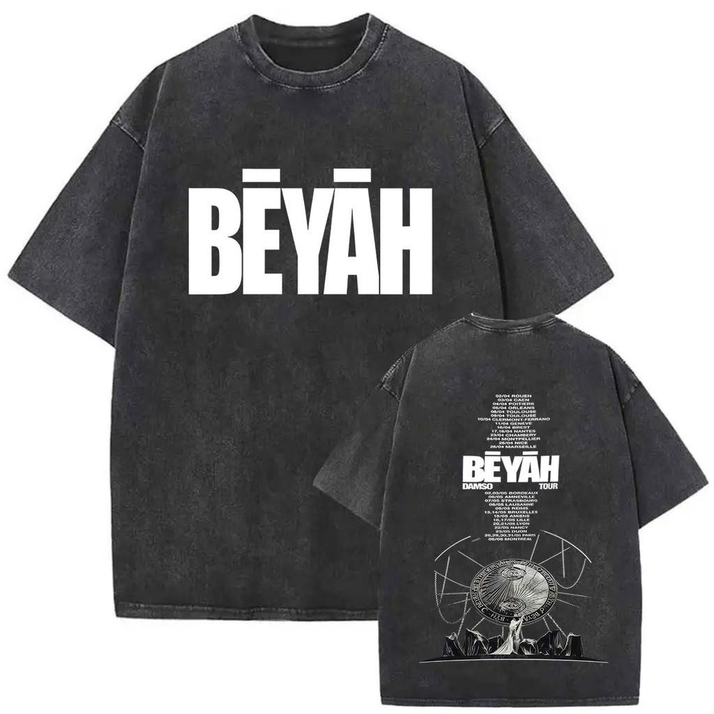 French Rapper Damso High Quality Vintage Washed ONeck Tshrit YK Mens Womens Casual Summer Clothes Oversized Short Sleeve Tees