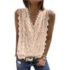 Camicetta Estiva in Pizzo Senza Maniche con Scollo a V Donna Gilet Sexy Elegante Dolce Bianco Canotta Casual Top Corti Vintage Abiti Ampi 18988