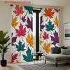 2D Flat   2pcs Autumn Leaf Pattern Colorful Curtains for Bedroom Living Room Rod Pocket Flannel Fabric Home Decor Style Living Ro