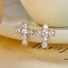 Exquisite Cross Sparkling Cubic Zirconia Small Stud Earring for Women Gothic Punk Cross Copper Earring Girls Party Charm Jewelry