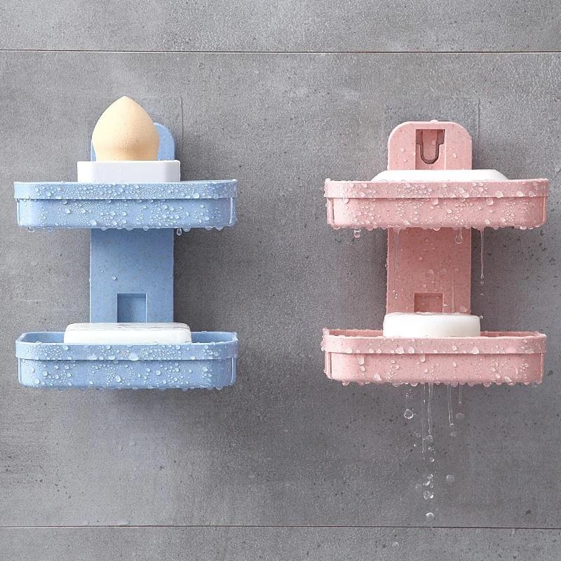 Weizenstroh Spurlos Klebende Seifendose Badezimmer Saugknopf Stanzen-frei Seifenhalter Wandmontierter Seifenhalter