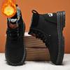Winter Men'S Boots Warm Plush Outdoor Cotton Shoes Black Waterproof Lace Up Anti Slip Fashion Cold Resistant Men'S Shoes