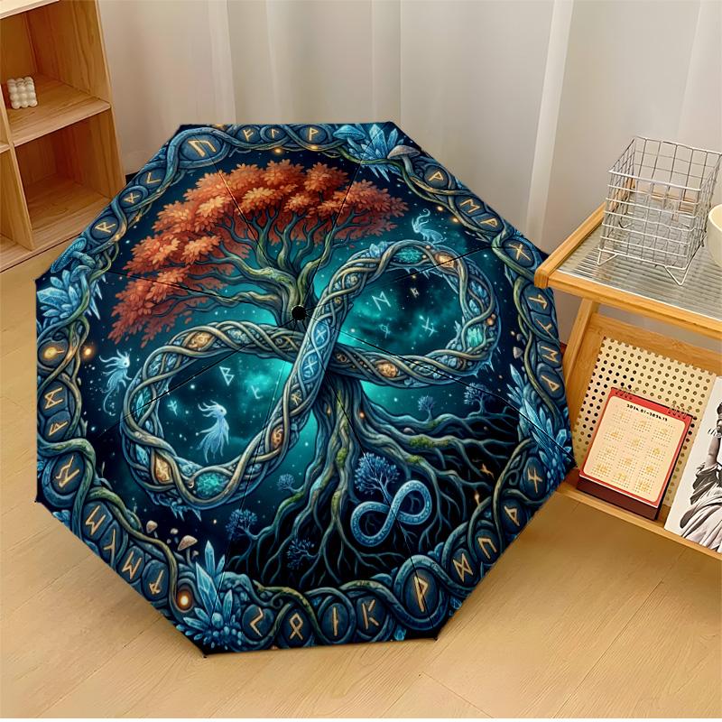 

Tree of Life Mandala 8 Theme Automatic Umbrella Compact 8-Rib Design Sturdy Construction Durable Umbrella Stylish Accessory