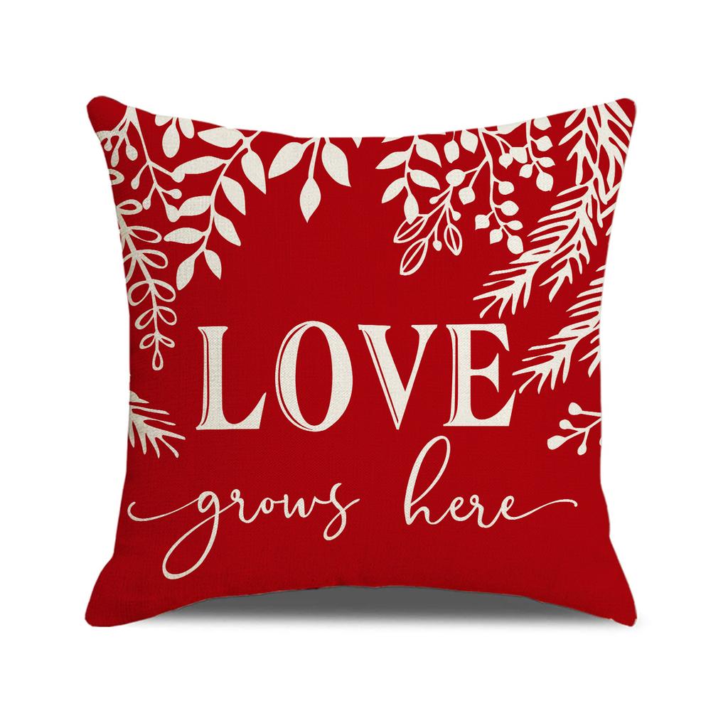 Valentine's Day Pillow Letter Printed Linen Decoration Car Cushion Home Sofa Pillow Cover