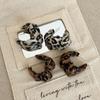 Maillard Pleated Leopard Print Leather Stud Earrings Women'S Exaggerated High Sense Personality Fashion Temperament Versatile Earrings