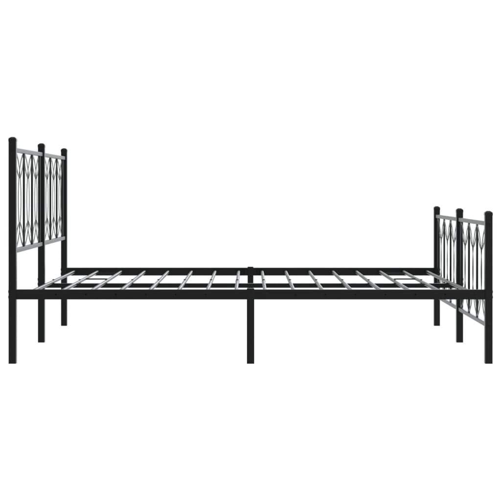 Metal Bed Frame with Headboard and Footboard Black 150 X 200 Cm