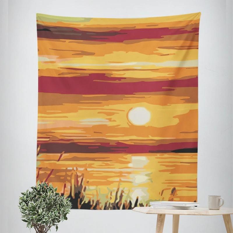 

Декоративный гобелен с морским закатом, украшение для дома, стены, офиса, гостиной, гобелен 100x75cm