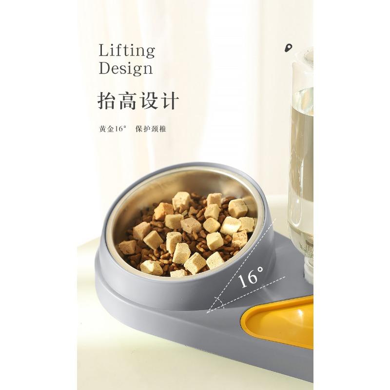 Automatic Non Overturn Stainless Steel Cat Food And Water Feeding Bowl For Pet Cats