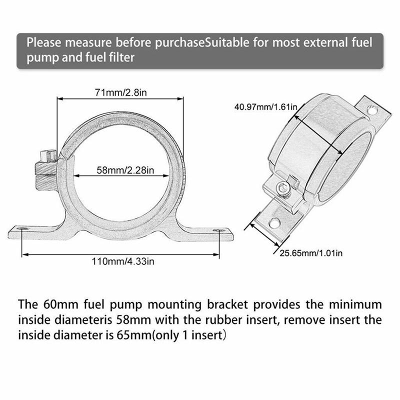 Durable 2PCS 60mm Fuel Pump Mount Bracket Filter for 044 BOSCH 380LPH 300LPH
