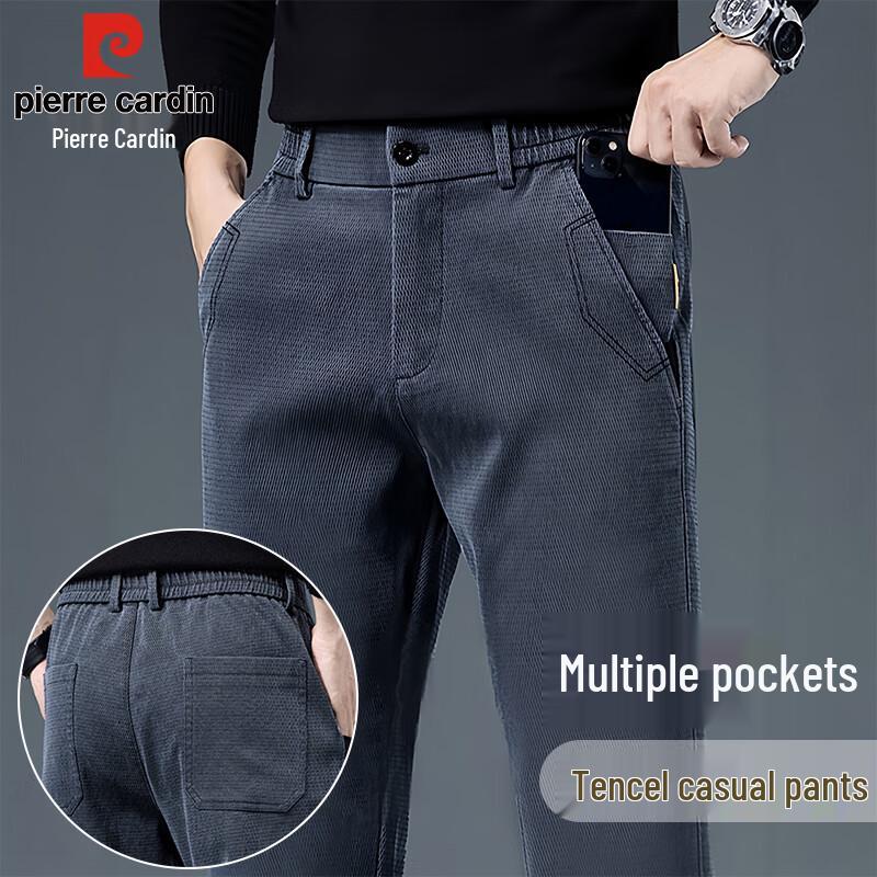 

Pierre Cardin Men s Tencel Blend Multi-Pocket Straight-Leg Trousers 36