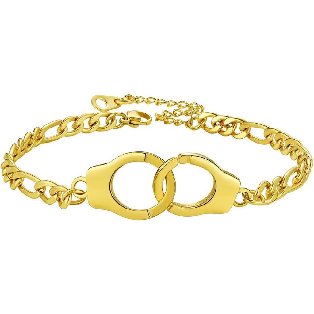 PROSTEEL Alla moda Design Manette/Testo Personalizzato Cavigliera da Donna, Cavigliera in Acciaio Inossidabile 316L, colore Argento/Oro/Nero,Basso