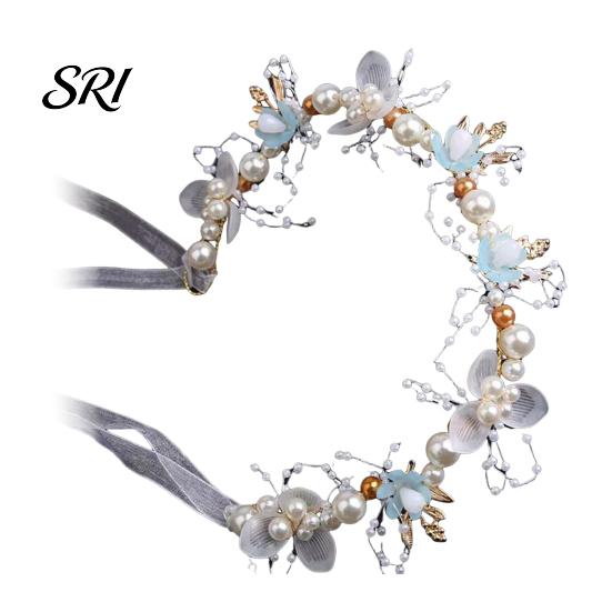 Fairy Headpiece Headband Floral Butterfly Design Adjustable Ribbon Women Faux Pearl Girls Cubic Zirconia Greek Bohemian Style Wedding Bridesmaids