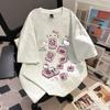 Summer Hello Kitty Mahjong Fortune Theme Cotton Printed Tshirt Adult Children Parentchild Top