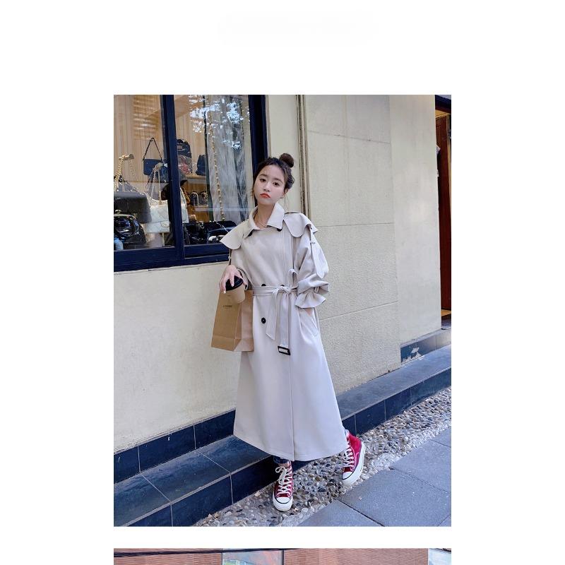 New French Romantic Purple Double-breasted Trench Coat for Women In Autumn Loose Slimming Lace-up Mid-length Coat