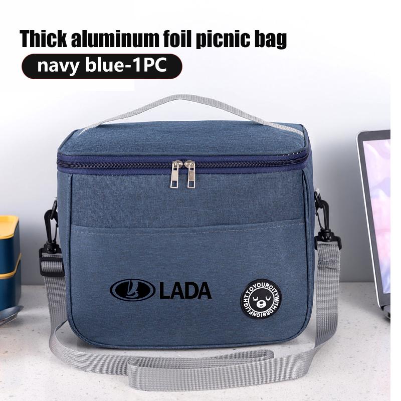 Portable Lunch Bag Thermal Box Durable Car Logo Lunchbox Shoulder Strap Insulated Case For Lada Niva Vesta Granta Riva Samara XDQA3