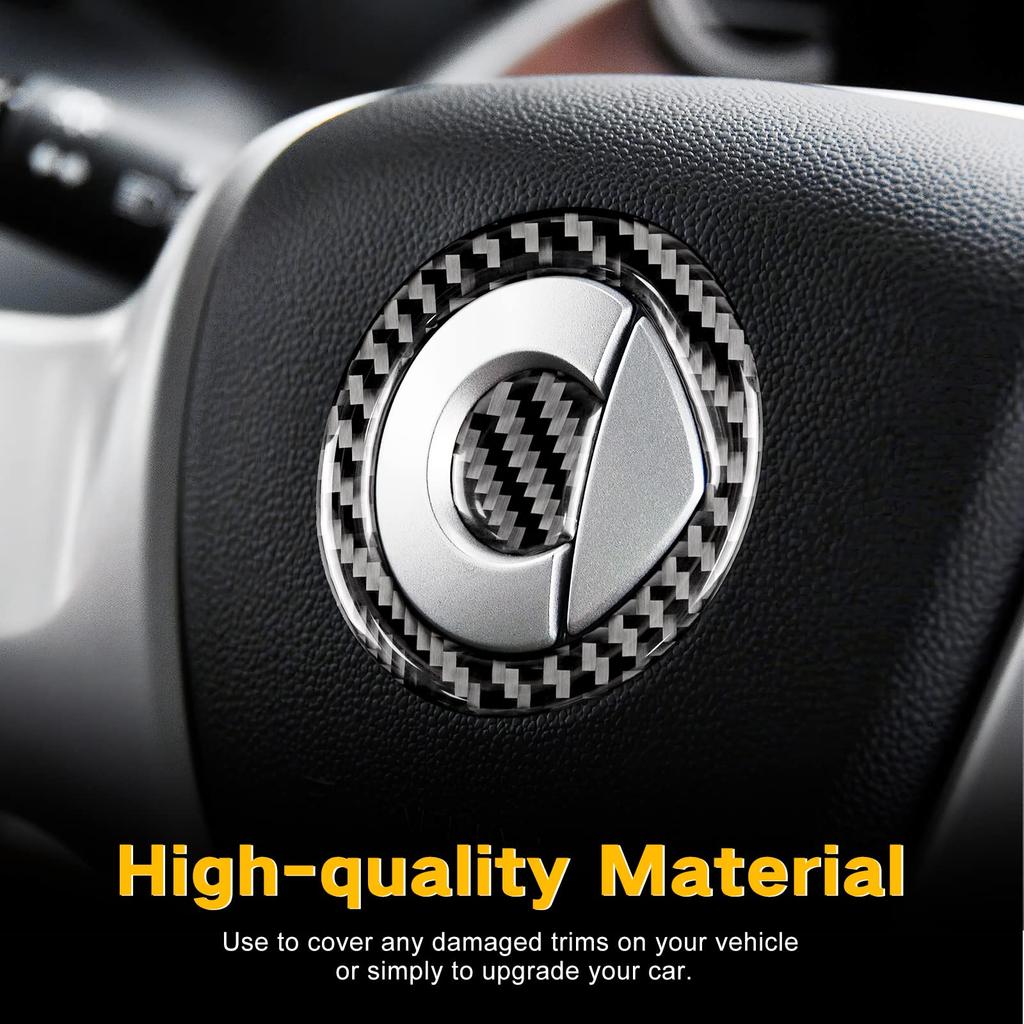Carbon Fiber Steering Wheel Cover Sticker for Mercedes Benz Smart 451 Fortwo 2008-2015 Premium Anti-Scratch Center Mark Trim