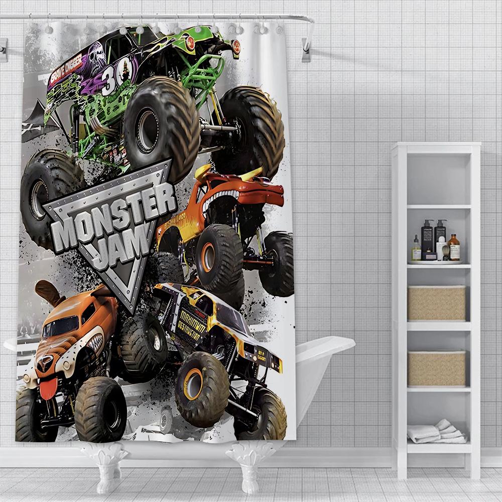 

Shower Curtain Waterproof Polyester Fabric Paint Colorful Bath Curtains Monsters Jam Home Bathroom Decor Curtain With Hook YL90x180cm