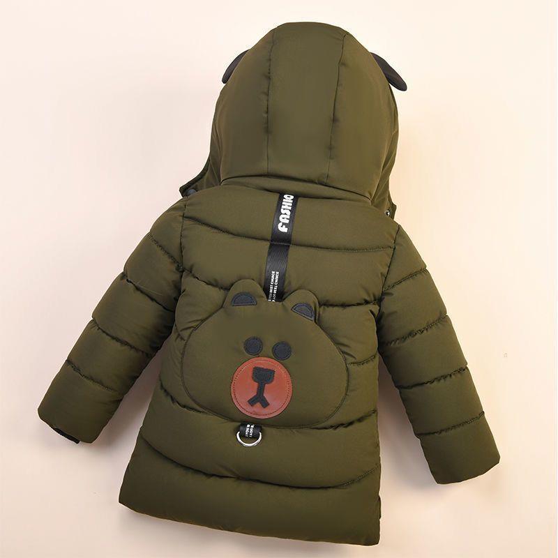 Fashion Baby Boys Jacket Autumn Winter Bear Keep Warm Hooded Down Coat Kids Child Outerwear