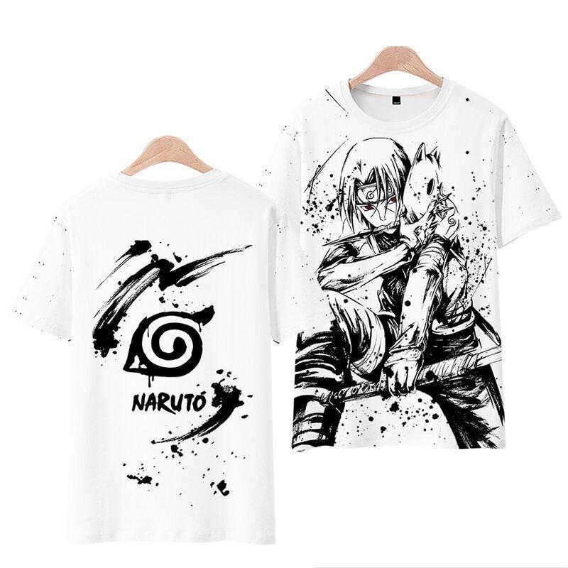 Japanisches Manga 3D-gedrucktes Kurzarm-T-Shirt Sommer Atmungsaktives Polyester Einfaches Rundhals-Oberteil
