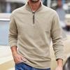 Neues Herren Polarfleece Sweatshirt Stehkragen Halbreißverschluss Einfarbig Langarm Oberteil Jacke