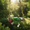 Frog On Swing Resin Statue Cute for Gardeners, Garden, Balcony, Planter