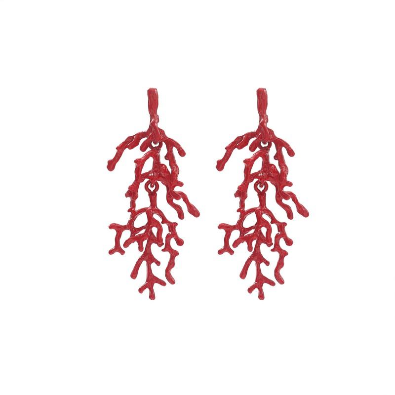Womens Layered Coral Earrings In Red Zinc Alloy Geometric Design 2025 Fashion Statement Jewelry Red