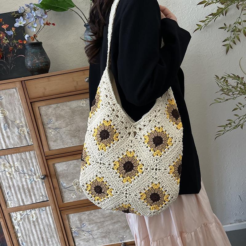 Premium woven bag women's large-capacity new versatile shoulder crossbody seaside beach bag