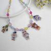 New Korean Version Transparent Resin Colored Bead Pull Cloth Necklace Cute Cartoon Pendant Accessory Chain Necklace