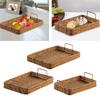 Rectangular Hand Woven Serving Tray Multipurpose Decoration Vegetables Holder Kitchen Organizer Crafts for Coffee Table Home