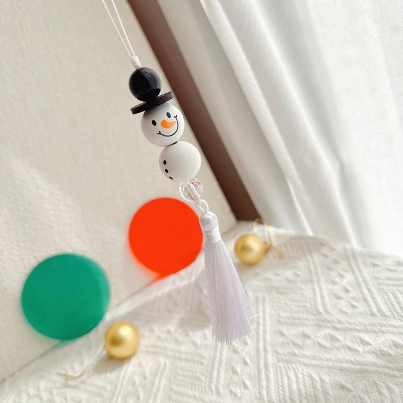 Christmas Theme Phone Lanyard Puppet Pendant Strap Detachable Beaded Phone Chain Keyring Portable Accessory for Women