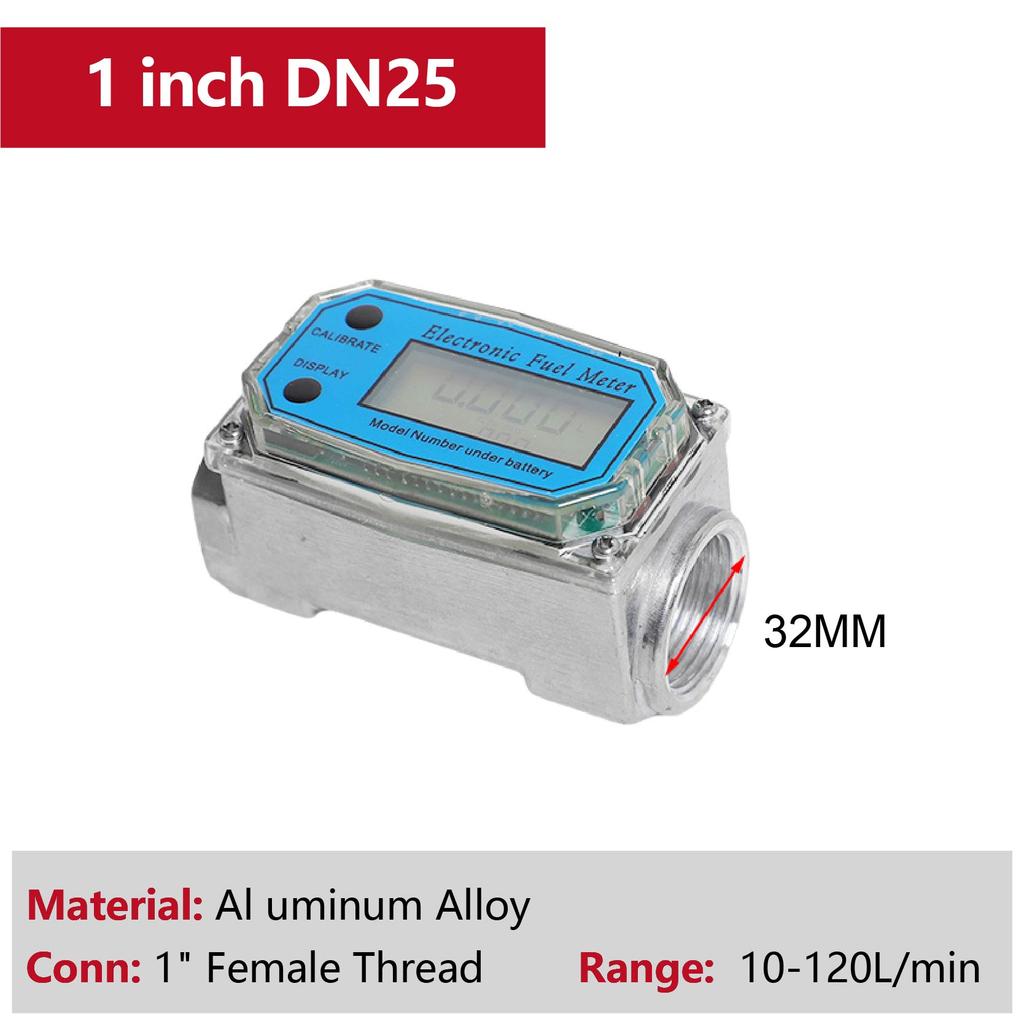 Electronic Fuel Meter Electronic Turbine Flowmeter Diesel Water Liquid Digital Aluminum Alloy 1" 1.5" 2" LCD