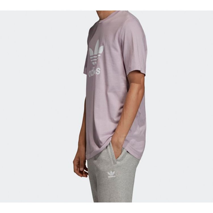 Adidas Originals Trefoil Logo Sports Tee Men Tops Light-Pink Purple Grey ED4714