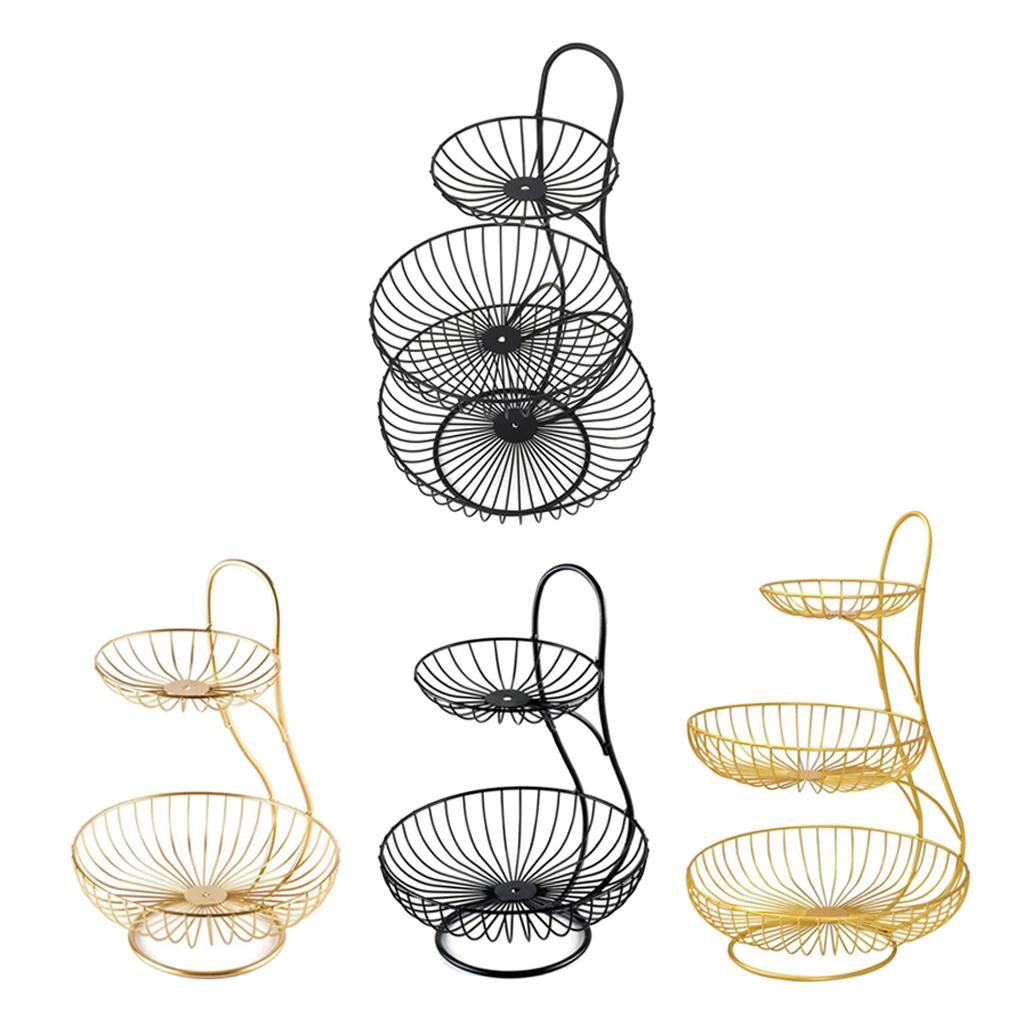 Decorative Fruit Basket Stand Metal Wire Bread Holder Rack Storage Kitchen