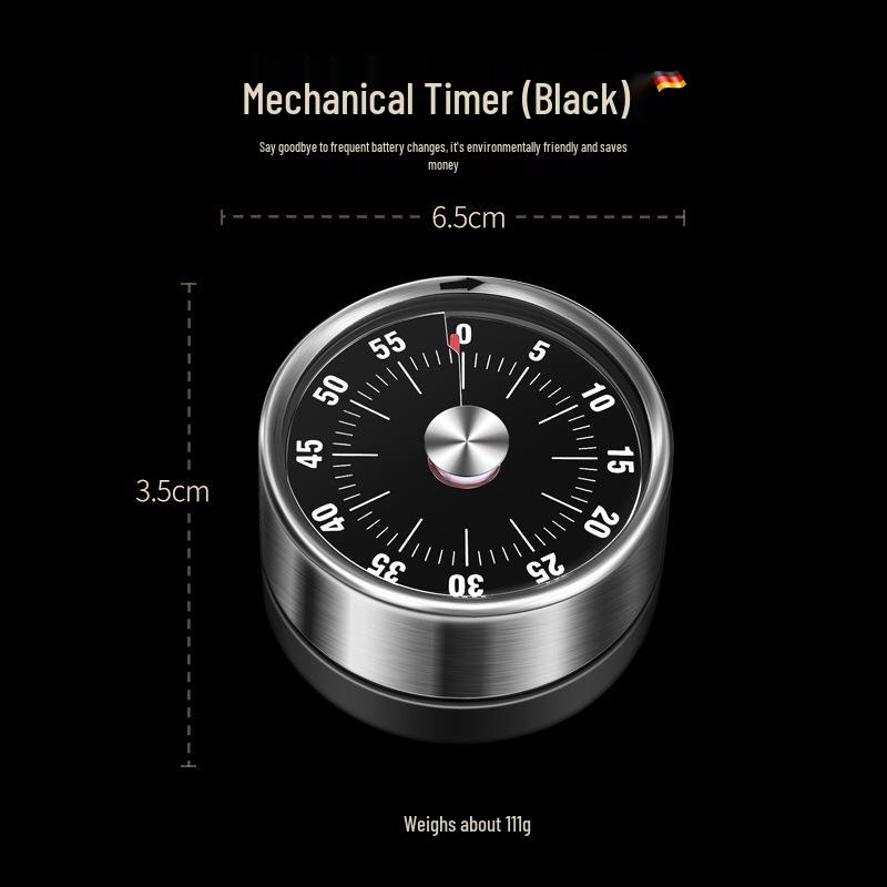 Stainless Steel Magnetic Kitchen Timer: Rotating Mechanical Countdown
