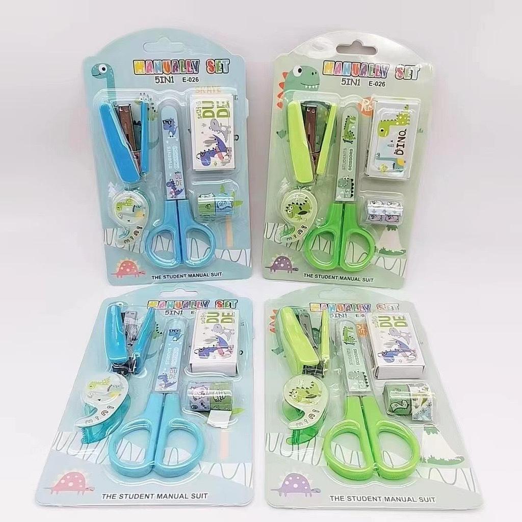 Adorable Student Stationery Set: High-Quality Scissors, Stapler, Tape & Stickers - Perfect Gift for Children's Learning