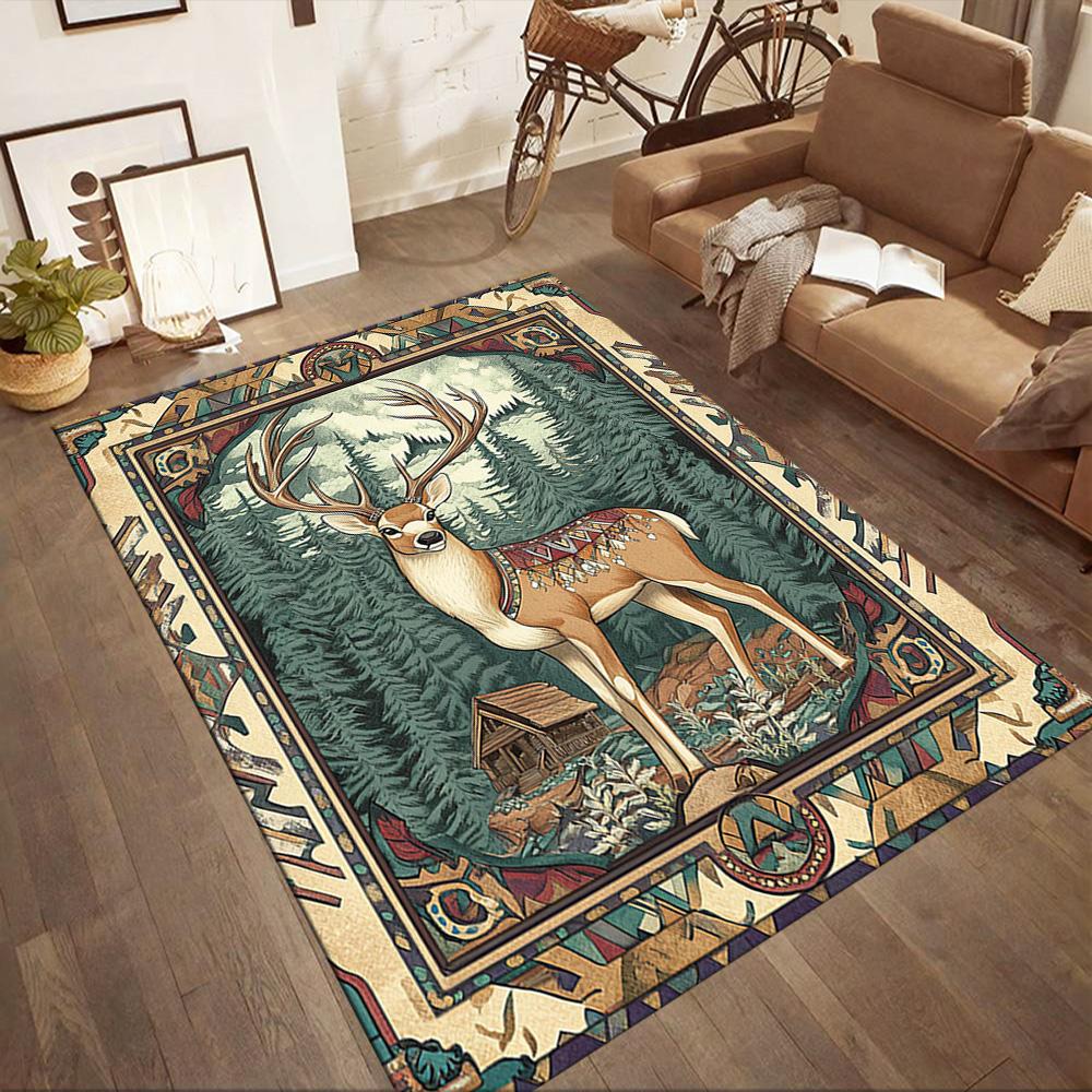 Deer Floor Rug Office Rug Design for Foyer Decorate Room Living Rooms Entryway Anti-slip Rug Office Home Decor Birthday/Christmas Gift